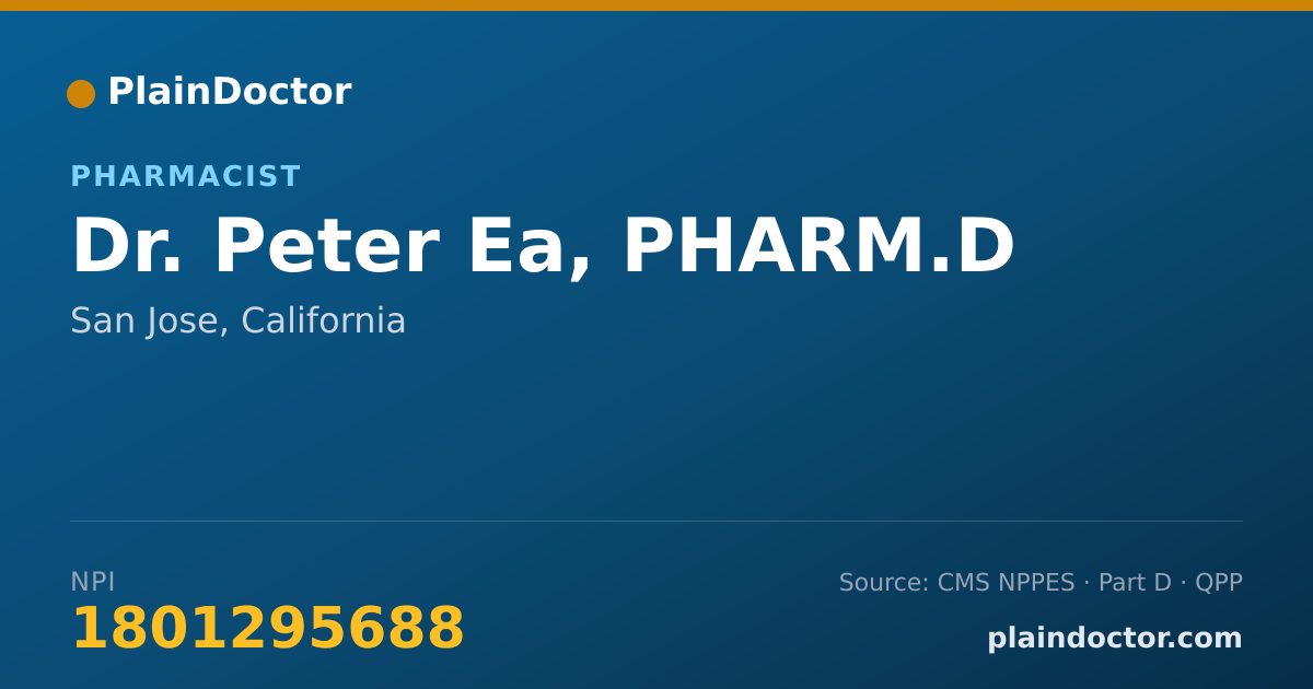 Shareable card for Peter Ea, PHARM.D - Pharmacist, San Jose, CA