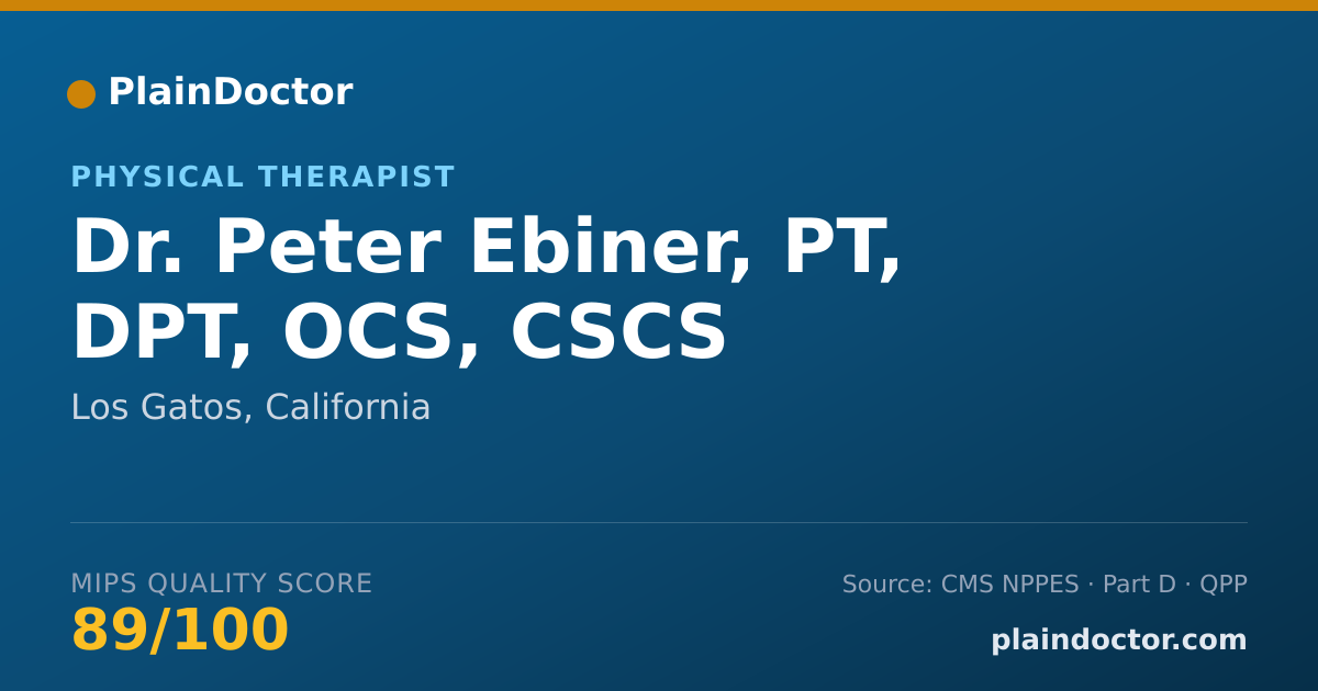 Shareable card for Peter Ebiner, PT, DPT, OCS, CSCS - Physical Therapist, Los Gatos, CA