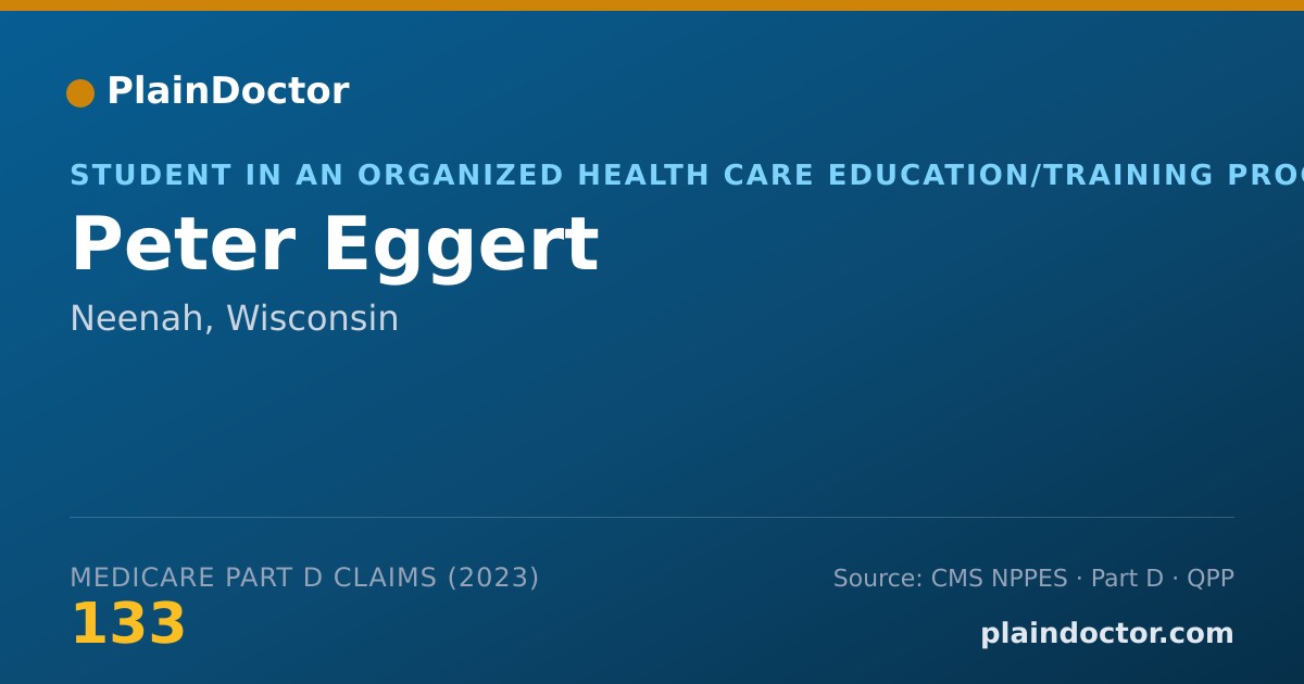 Shareable card for Peter Eggert - Student in an Organized Health Care Education/Training Program, Neenah, WI