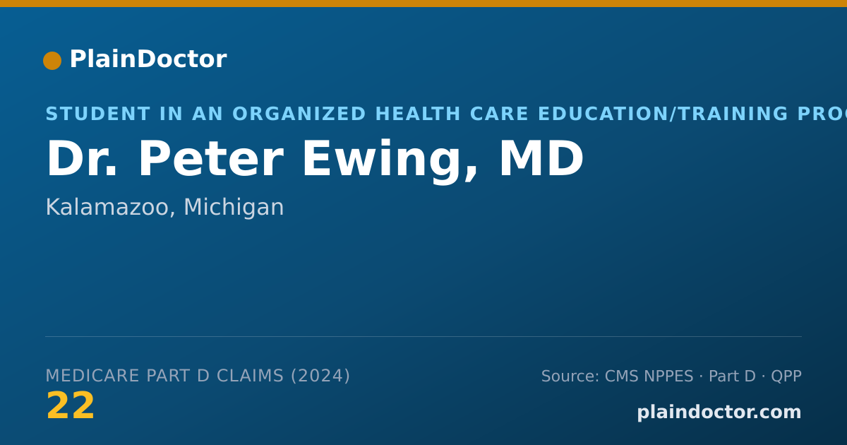 Shareable card for Peter Ewing, MD - Student in an Organized Health Care Education/Training Program, Kalamazoo, MI