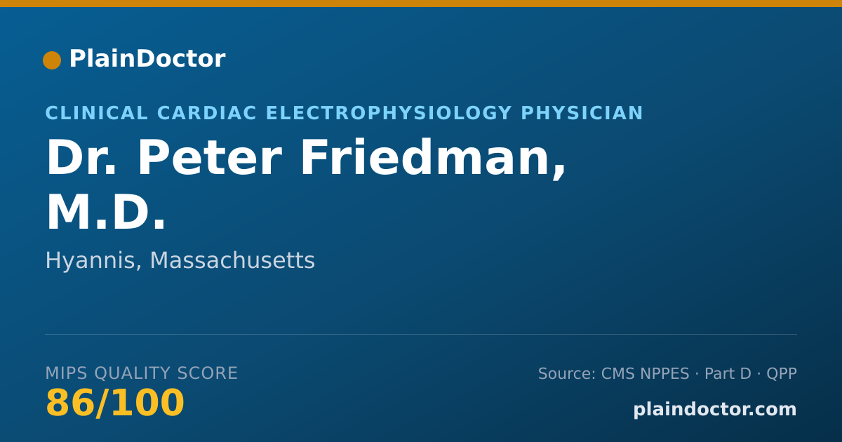 Shareable card for Peter Friedman, M.D. - Clinical Cardiac Electrophysiology Physician, Hyannis, MA