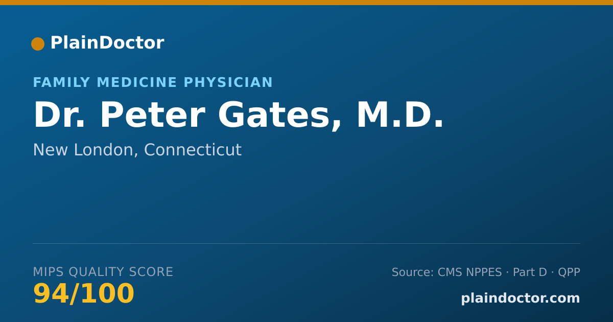 Shareable card for Peter Gates, M.D. - Family Medicine Physician, New London, CT