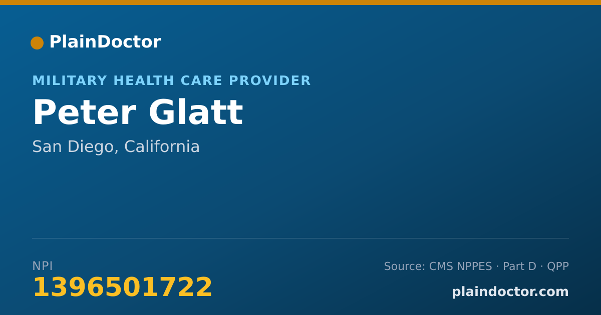 Shareable card for Peter Glatt - Military Health Care Provider, San Diego, CA