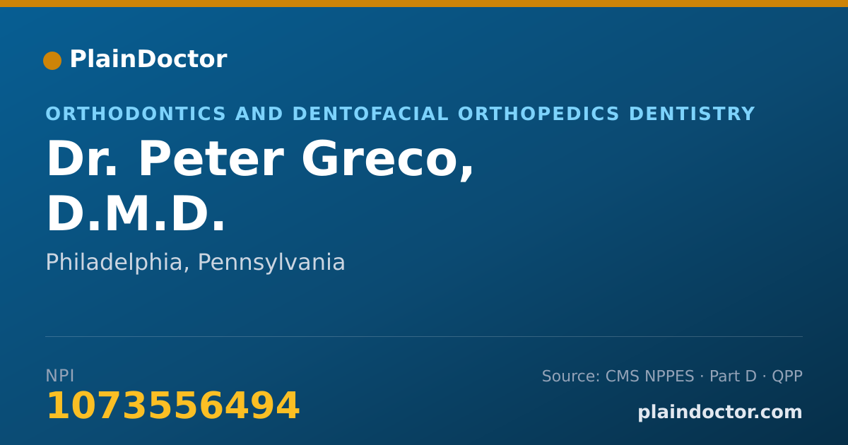 Shareable card for Peter Greco, D.M.D. - Orthodontics and Dentofacial Orthopedics Dentistry, Philadelphia, PA