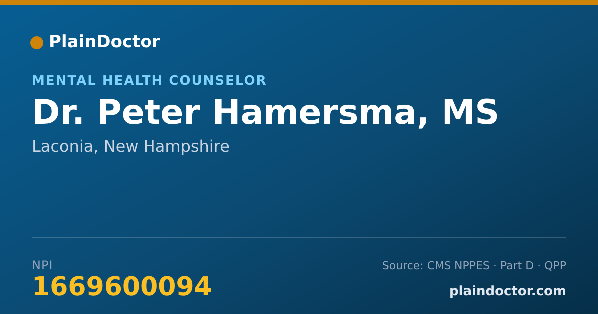 Shareable card for Peter Hamersma, MS - Mental Health Counselor, Laconia, NH