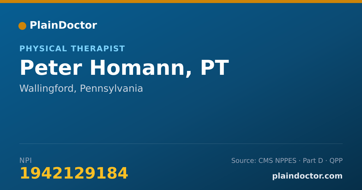 Shareable card for Peter Homann, PT - Physical Therapist, Wallingford, PA