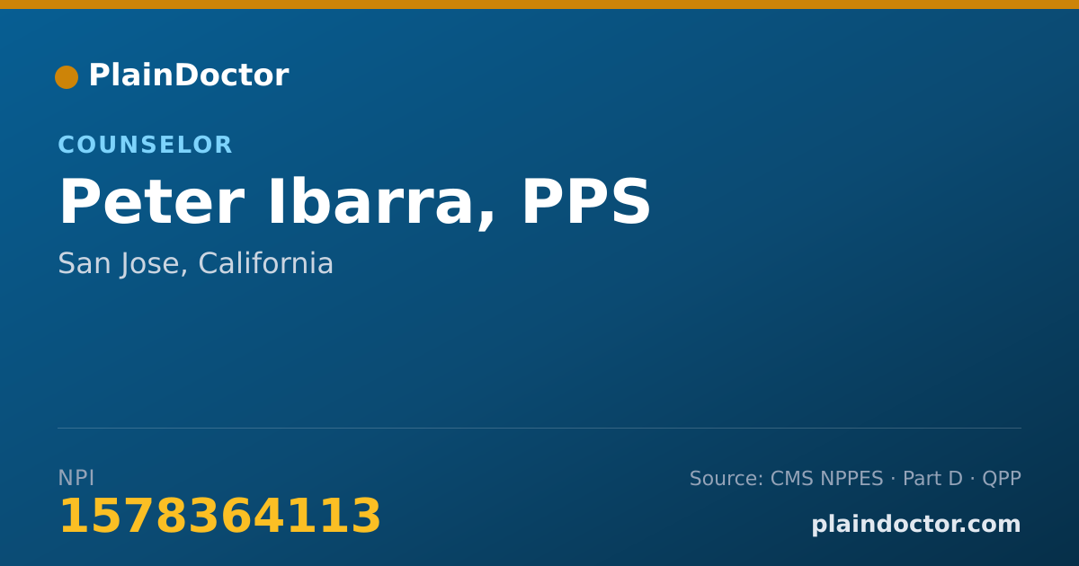 Shareable card for Peter Ibarra, PPS - Counselor, San Jose, CA