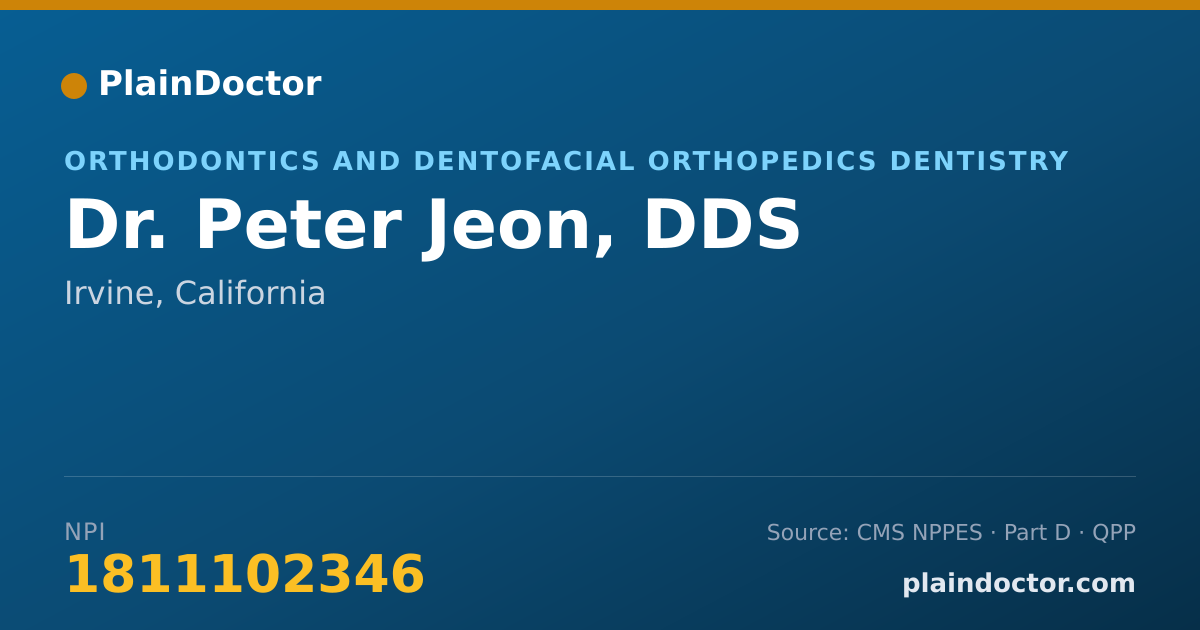 Shareable card for Peter Jeon, DDS - Orthodontics and Dentofacial Orthopedics Dentistry, Irvine, CA