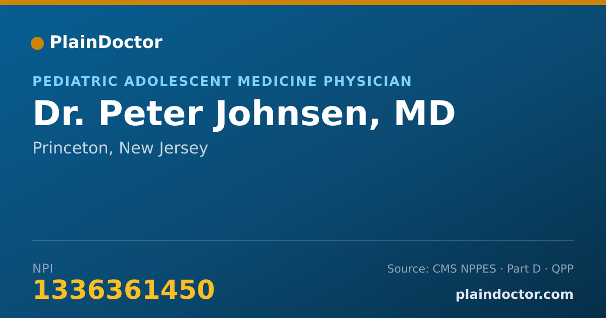 Shareable card for Peter Johnsen, MD - Pediatric Adolescent Medicine Physician, Princeton, NJ