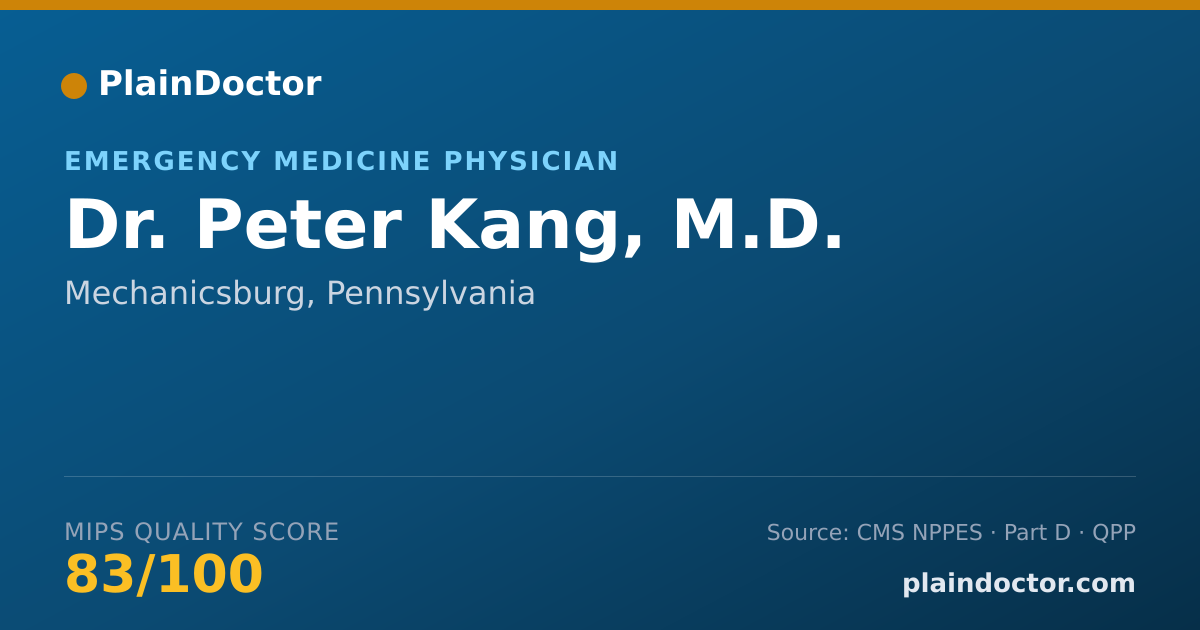 Shareable card for Peter Kang, M.D. - Emergency Medicine Physician, Mechanicsburg, PA
