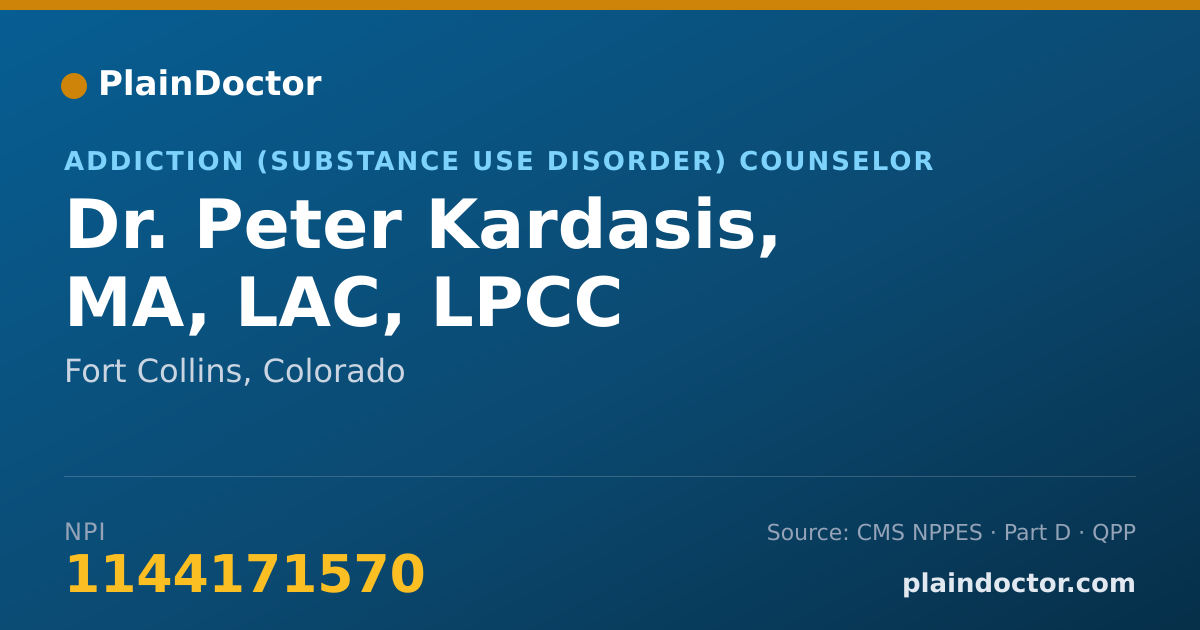 Shareable card for Peter Kardasis, MA, LAC, LPCC - Addiction (Substance Use Disorder) Counselor, Fort Collins, CO