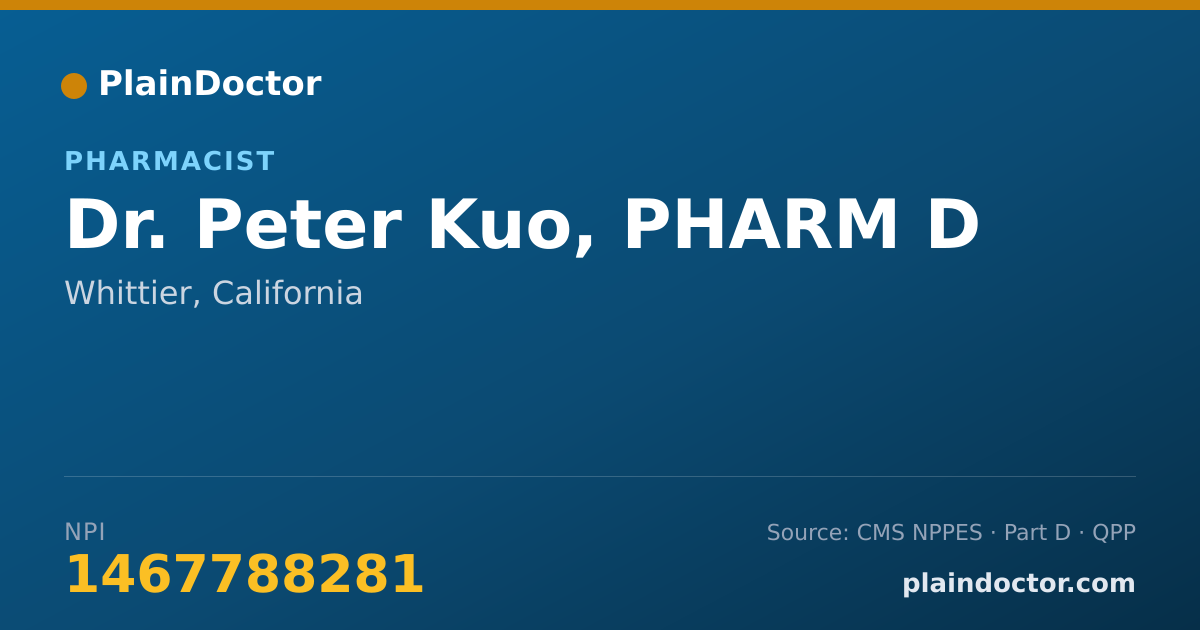 Shareable card for Peter Kuo, PHARM D - Pharmacist, Whittier, CA