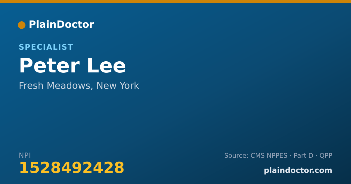 Shareable card for Peter Lee - Specialist, Fresh Meadows, NY