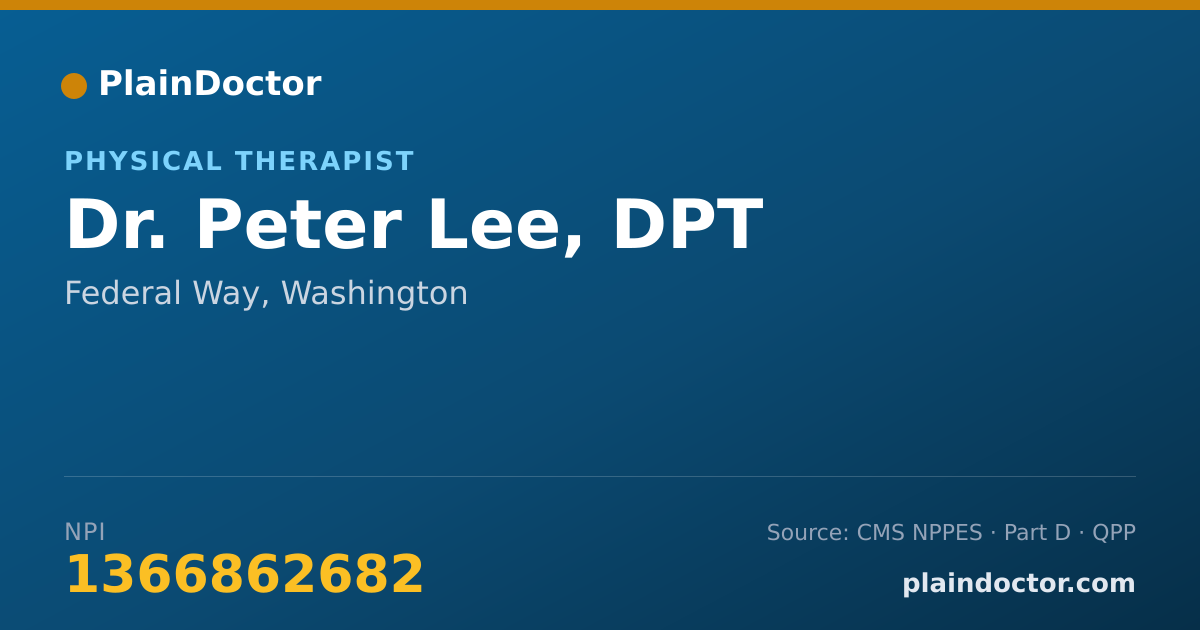 Shareable card for Peter Lee, DPT - Physical Therapist, Federal Way, WA