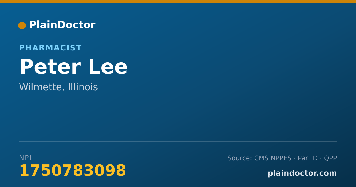 Shareable card for Peter Lee - Pharmacist, Wilmette, IL