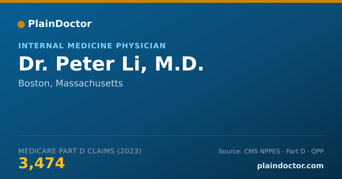Shareable card for Peter Li, M.D. - Internal Medicine Physician, Boston, MA