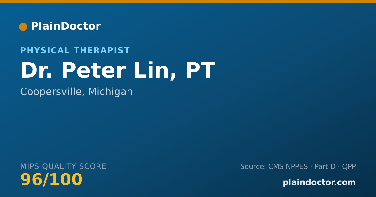 Shareable card for Peter Lin, PT - Physical Therapist, Coopersville, MI