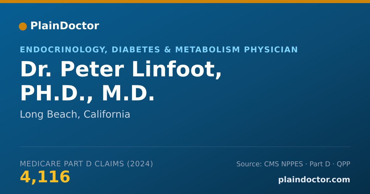 Shareable card for Peter Linfoot, PH.D., M.D. - Endocrinology, Diabetes & Metabolism Physician, Long Beach, CA