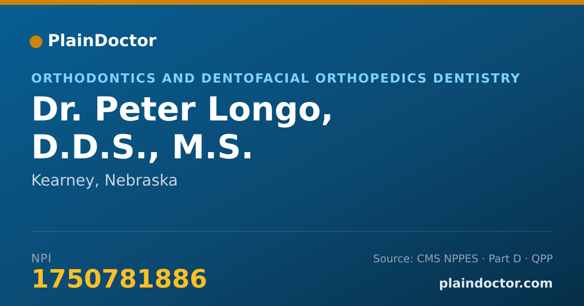 Shareable card for Peter Longo, D.D.S., M.S. - Orthodontics and Dentofacial Orthopedics Dentistry, Kearney, NE