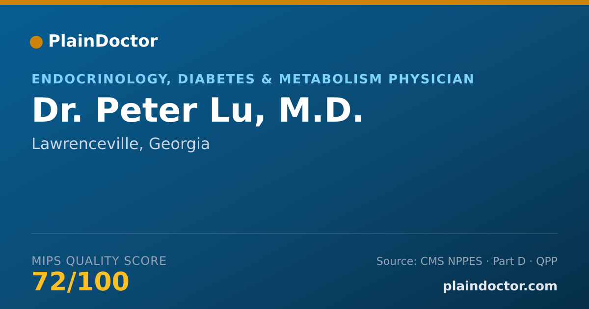 Shareable card for Peter Lu, M.D. - Endocrinology, Diabetes & Metabolism Physician, Lawrenceville, GA