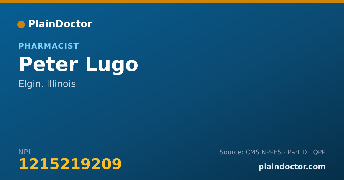 Shareable card for Peter Lugo - Pharmacist, Elgin, IL