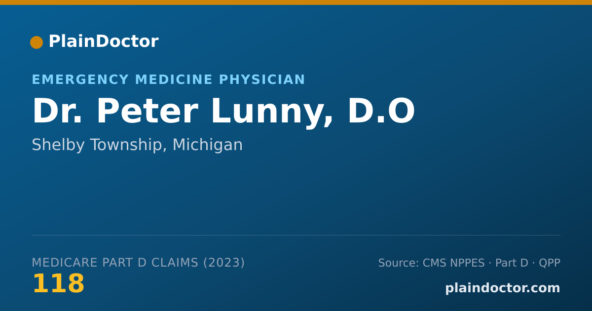 Shareable card for Peter Lunny, D.O - Emergency Medicine Physician, Shelby Township, MI