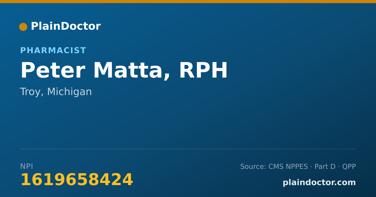Shareable card for Peter Matta, RPH - Pharmacist, Troy, MI