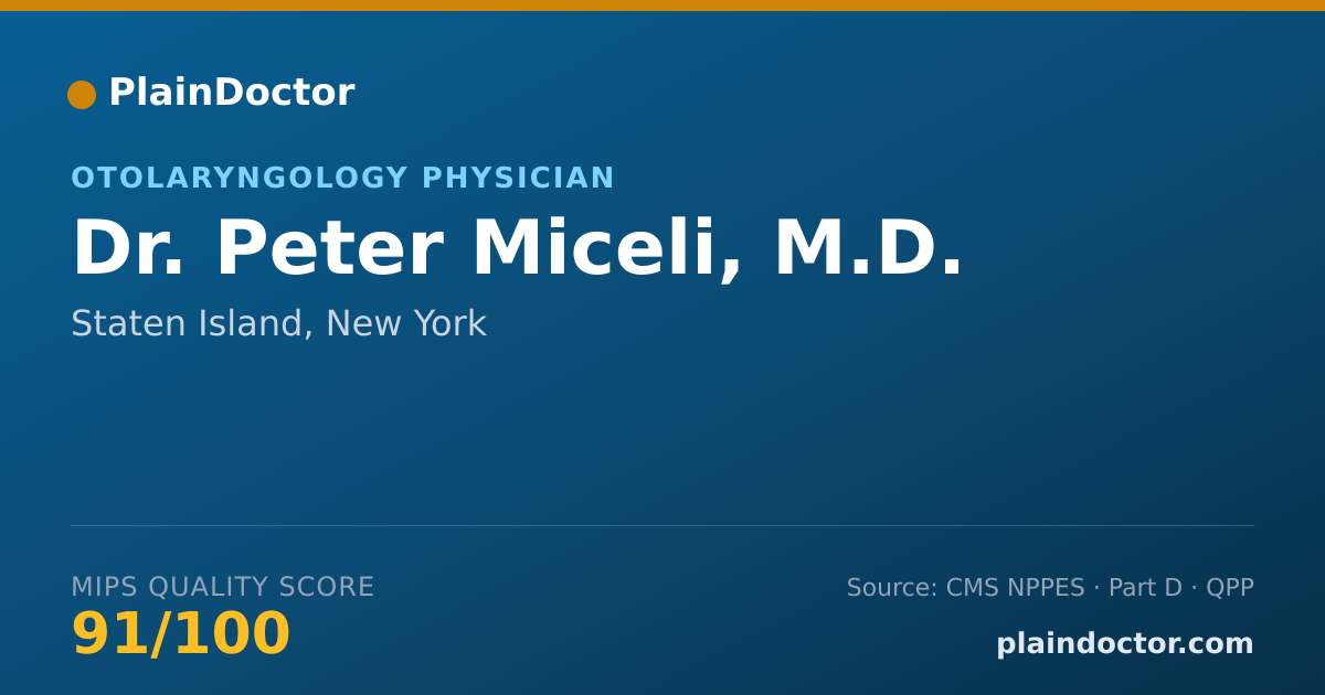 Shareable card for Peter Miceli, M.D. - Otolaryngology Physician, Staten Island, NY