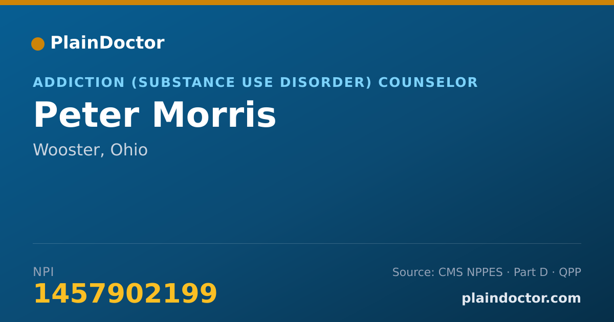 Shareable card for Peter Morris - Addiction (Substance Use Disorder) Counselor, Wooster, OH