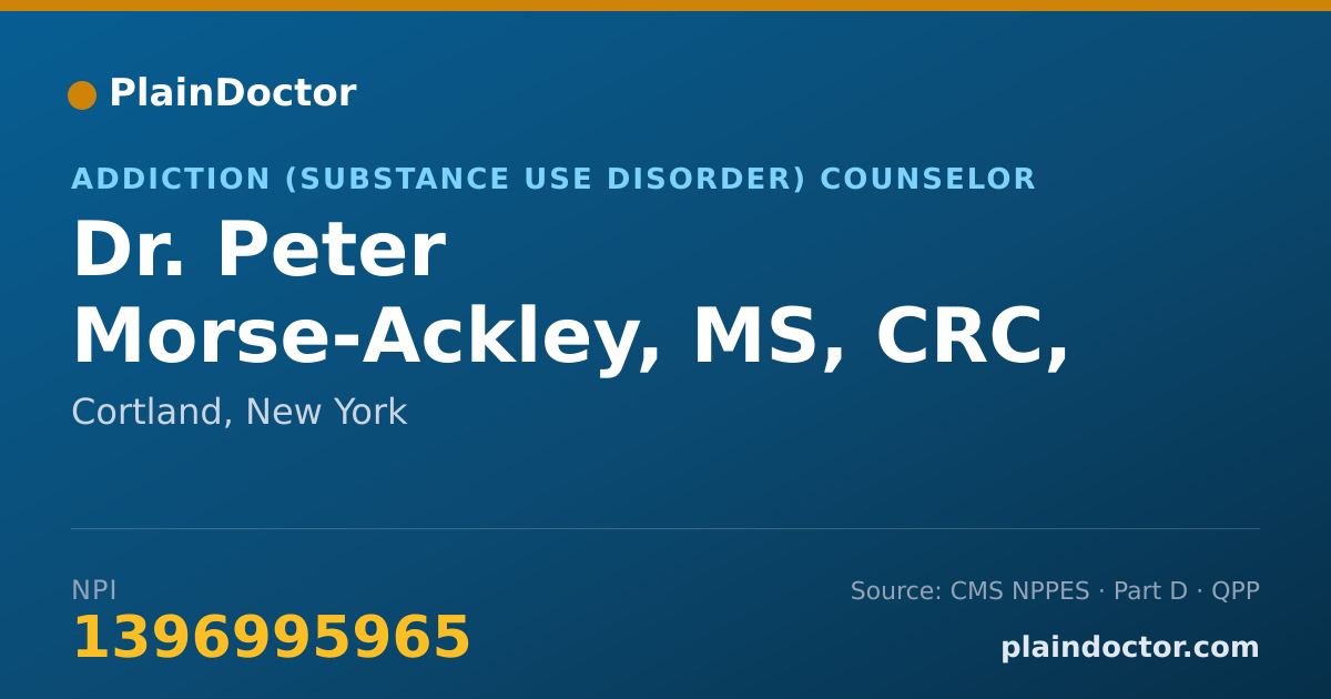 Shareable card for Peter Morse-Ackley, MS, CRC, CASAC - Addiction (Substance Use Disorder) Counselor, Cortland, NY