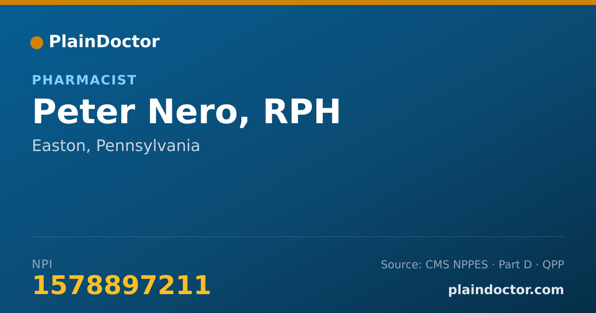 Shareable card for Peter Nero, RPH - Pharmacist, Easton, PA