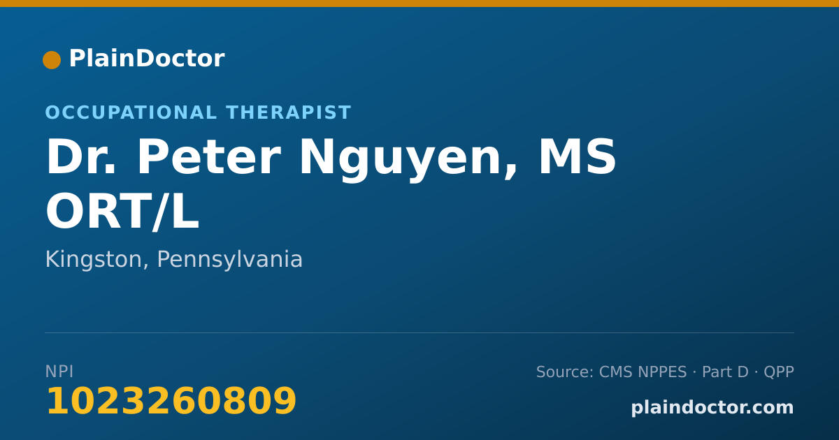 Shareable card for Peter Nguyen, MS ORT/L - Occupational Therapist, Kingston, PA