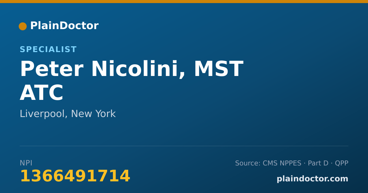 Shareable card for Peter Nicolini, MST ATC - Specialist, Liverpool, NY