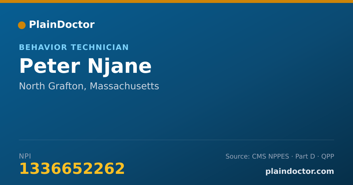 Shareable card for Peter Njane - Behavior Technician, North Grafton, MA
