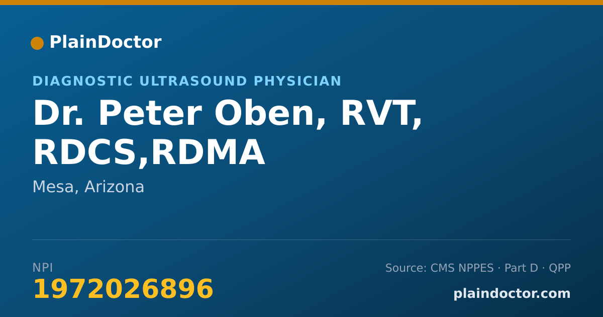 Shareable card for Peter Oben, RVT, RDCS,RDMA - Diagnostic Ultrasound Physician, Mesa, AZ