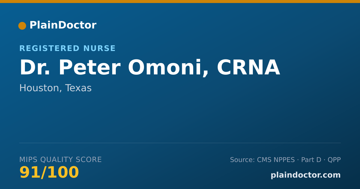 Shareable card for Peter Omoni, CRNA - Registered Nurse, Houston, TX
