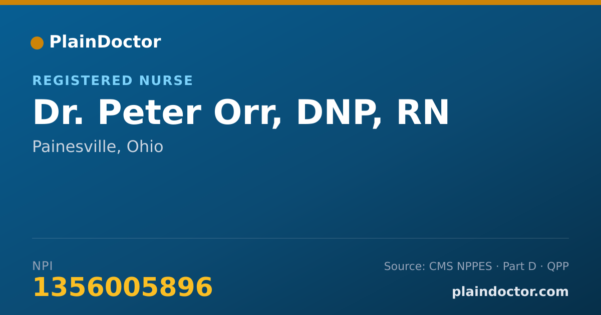 Shareable card for Peter Orr, DNP, RN - Registered Nurse, Painesville, OH