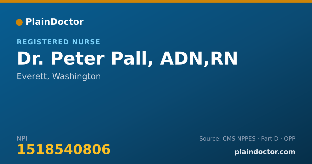Shareable card for Peter Pall, ADN,RN - Registered Nurse, Everett, WA