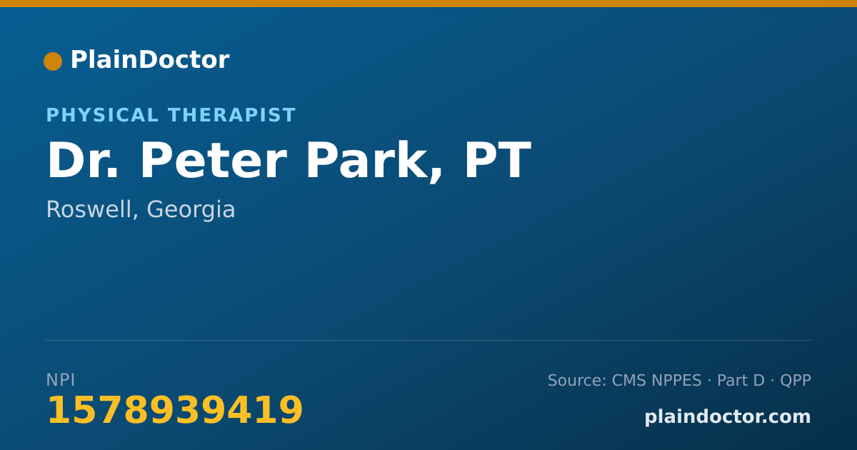 Shareable card for Peter Park, PT - Physical Therapist, Roswell, GA