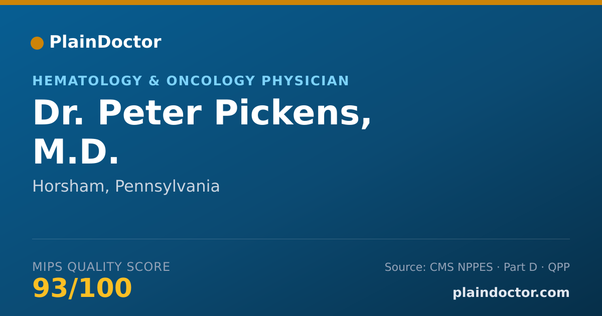 Shareable card for Peter Pickens, M.D. - Hematology & Oncology Physician, Horsham, PA