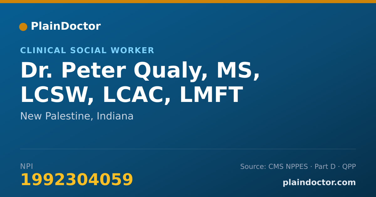 Shareable card for Peter Qualy, MS, LCSW, LCAC, LMFT - Clinical Social Worker, New Palestine, IN