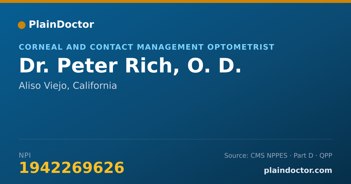 Shareable card for Peter Rich, O. D. - Corneal and Contact Management Optometrist, Aliso Viejo, CA