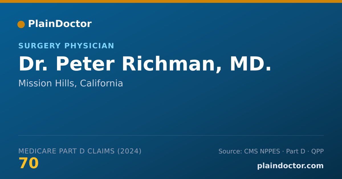 Shareable card for Peter Richman, MD. - Surgery Physician, Mission Hills, CA