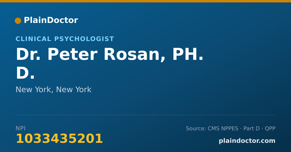Shareable card for Peter Rosan, PH. D. - Clinical Psychologist, New York, NY