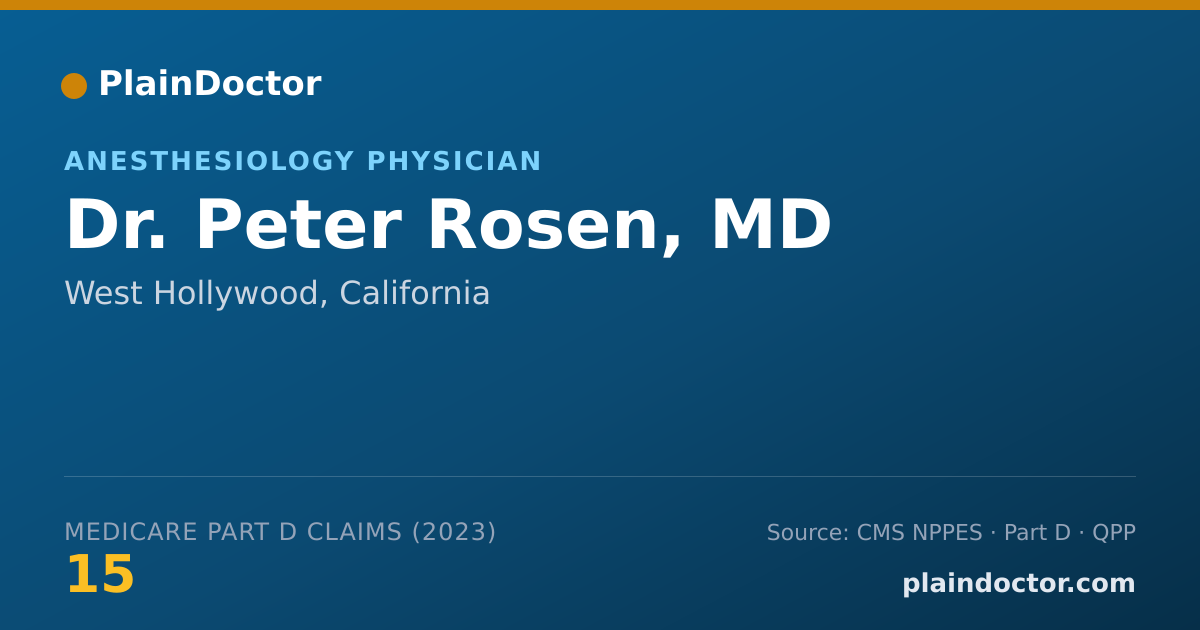 Shareable card for Peter Rosen, MD - Anesthesiology Physician, West Hollywood, CA