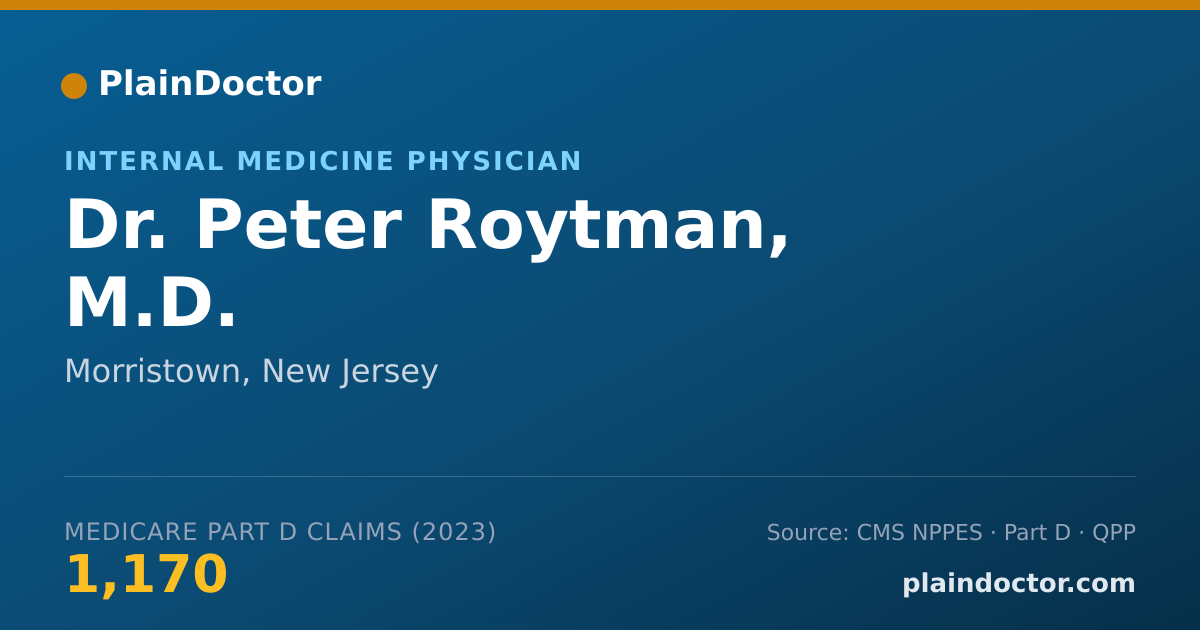 Shareable card for Peter Roytman, M.D. - Internal Medicine Physician, Morristown, NJ