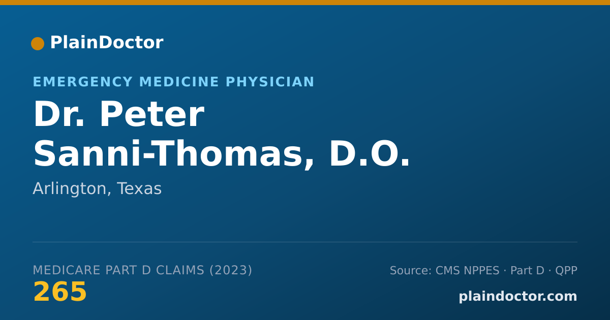 Shareable card for Peter Sanni-Thomas, D.O. - Emergency Medicine Physician, Arlington, TX