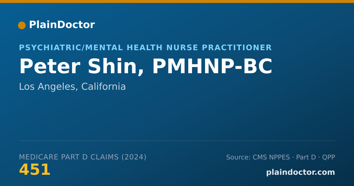 Shareable card for Peter Shin, PMHNP-BC - Psychiatric/Mental Health Nurse Practitioner, Los Angeles, CA