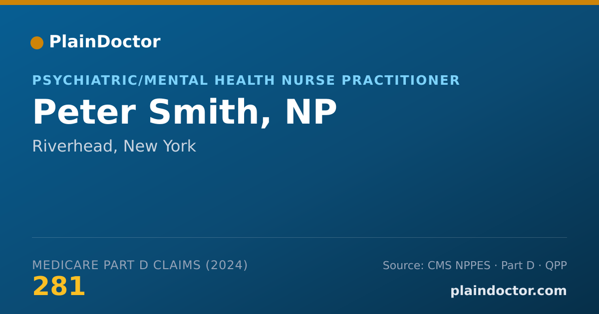 Shareable card for Peter Smith, NP - Psychiatric/Mental Health Nurse Practitioner, Riverhead, NY