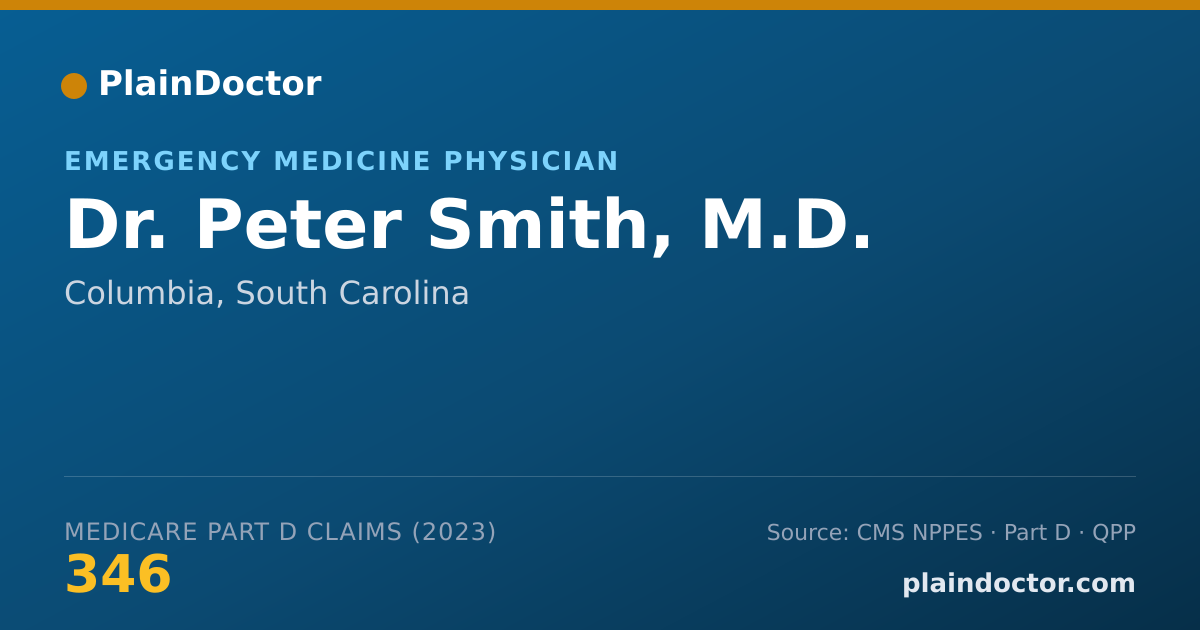 Shareable card for Peter Smith, M.D. - Emergency Medicine Physician, Columbia, SC